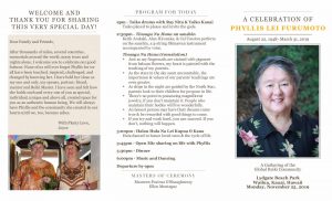 voorkant folder Phyllis memorial 25 november 2019