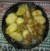bord aardappel spruitjes en vis